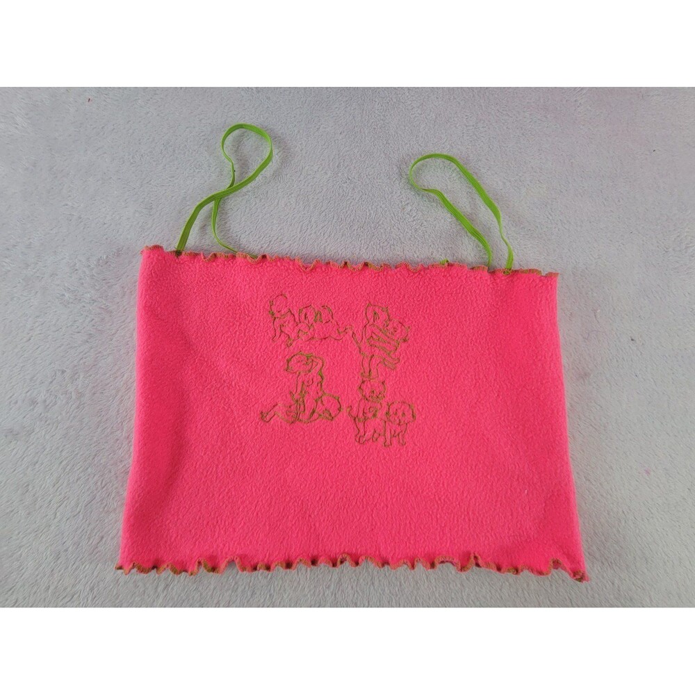 Kaci Diamond Let's Have Fun Handmade Crop Cami Slime Green Bright Pink Sz Small
